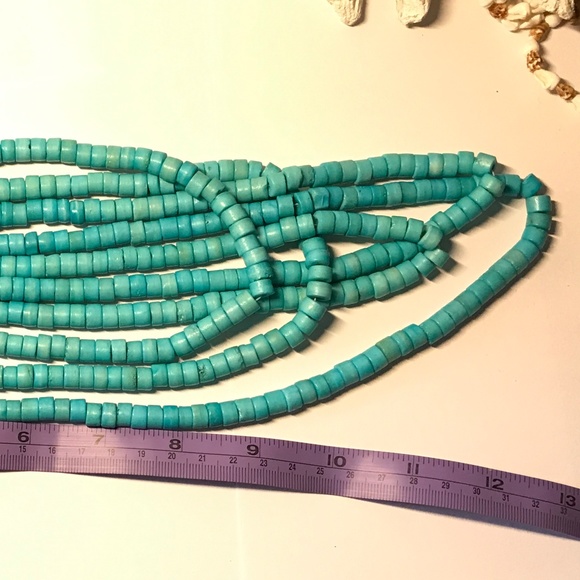 Wooden Thick Turquoise Multi-Strand  Necklace - Picture 4 of 4